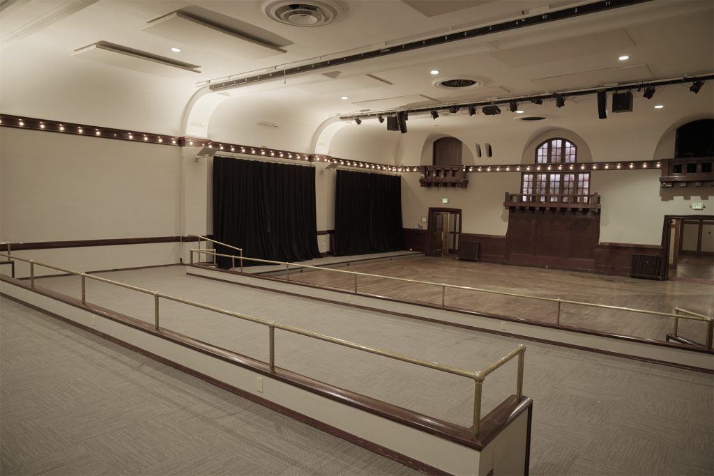 Ella's Theater on the second floor of the Montvale Event Center. Looking toward entry.