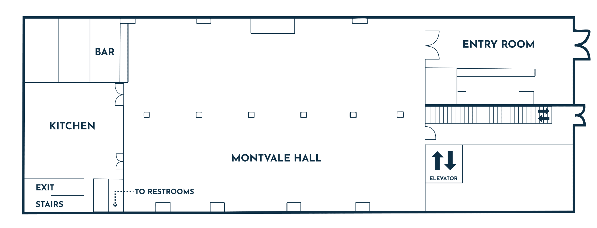 Floor plan of Montvale Hall at Montvale Event Center