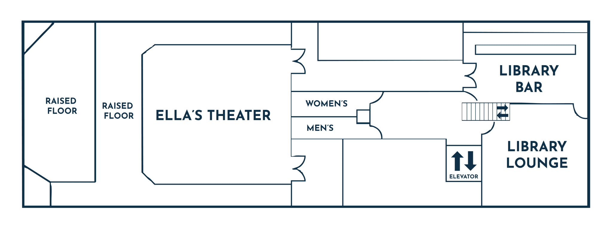 Floor plan of Ella's Theater at Montvale Event Center