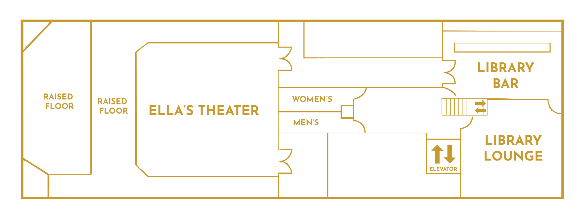 Floor plan of Ella's Theater at Montvale Event Center