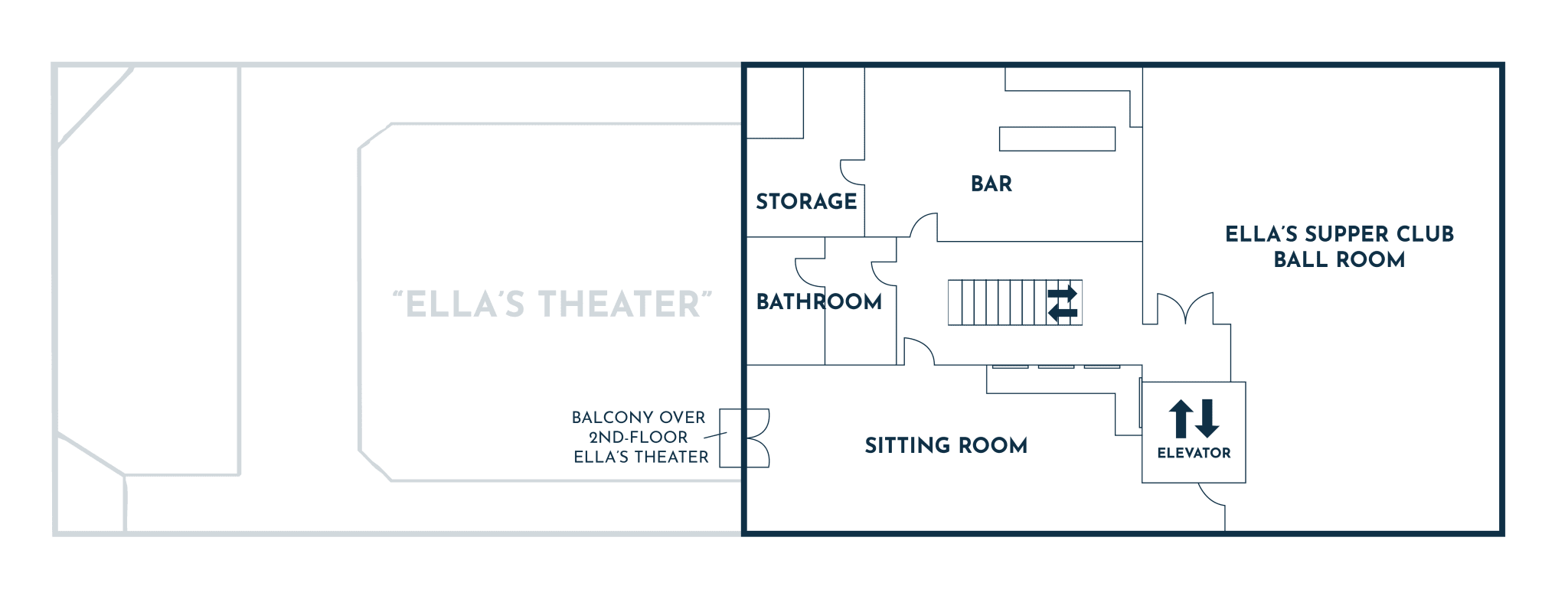 Floor Plan of Ella's Supper Club at Montvale Event Center